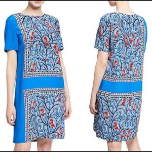 Tory Burch mallory framed bird print silk dress